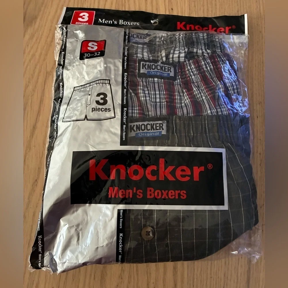 🆕Knocker 3 Pair Mens Boxers Trunk Plaid Checkered Shorts Underwear S🆕