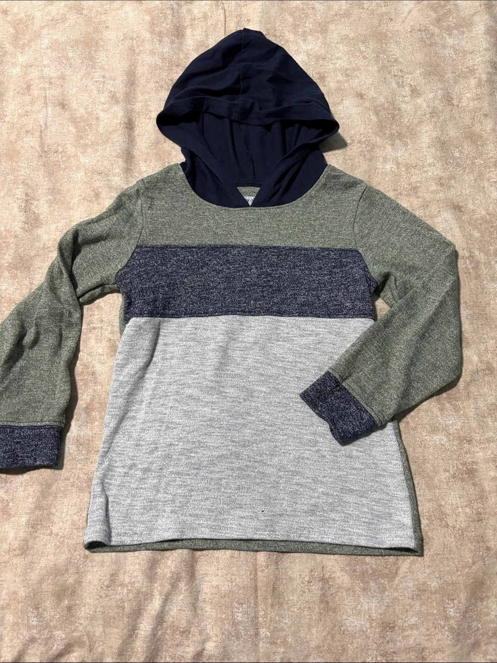 The Children's Place Boys' Hooded Long Sleeve Colorblock Tee - Navy, Olive, Gray