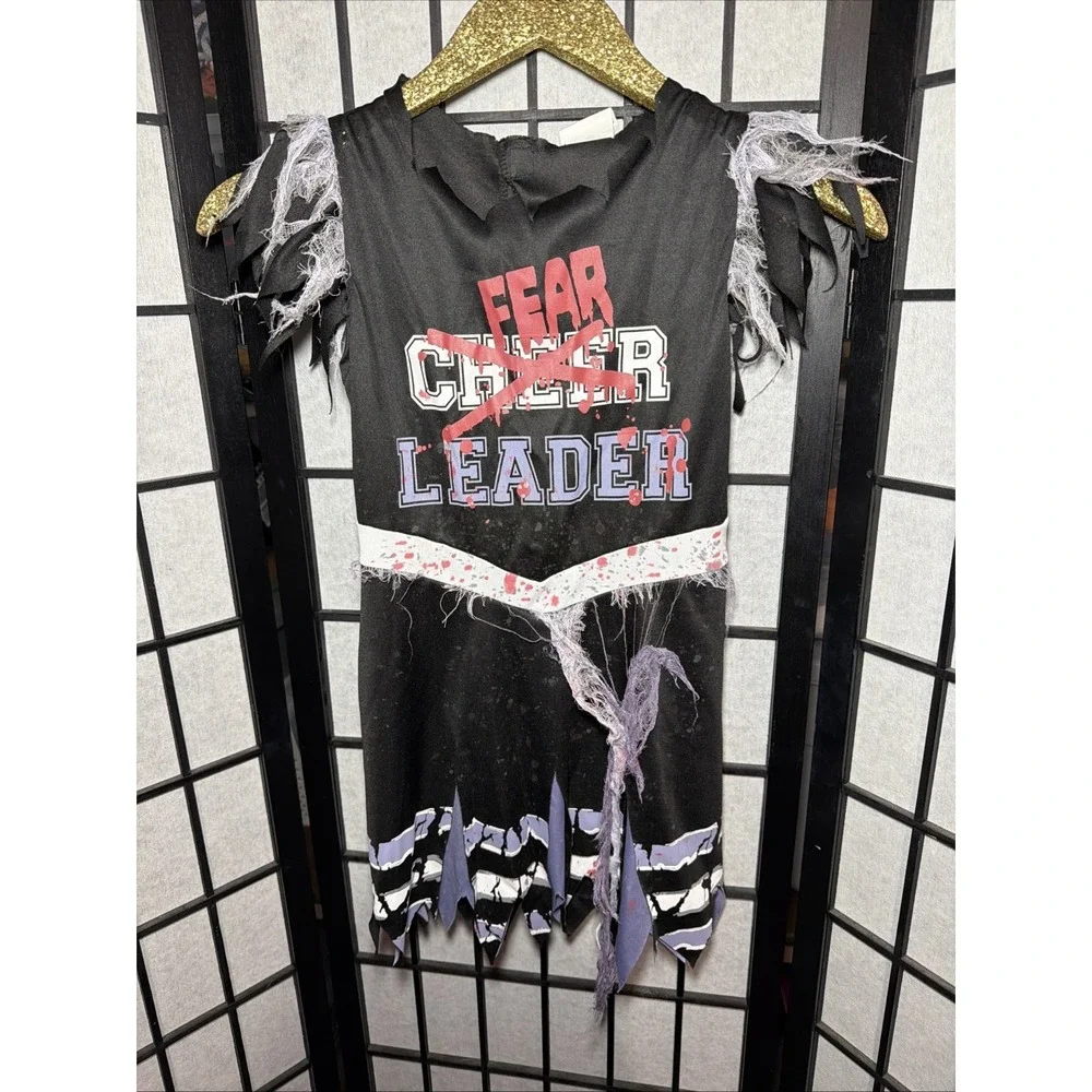 Fear Leader Zombie Cheerleader Dress Costume Size:Medium (7-8)
