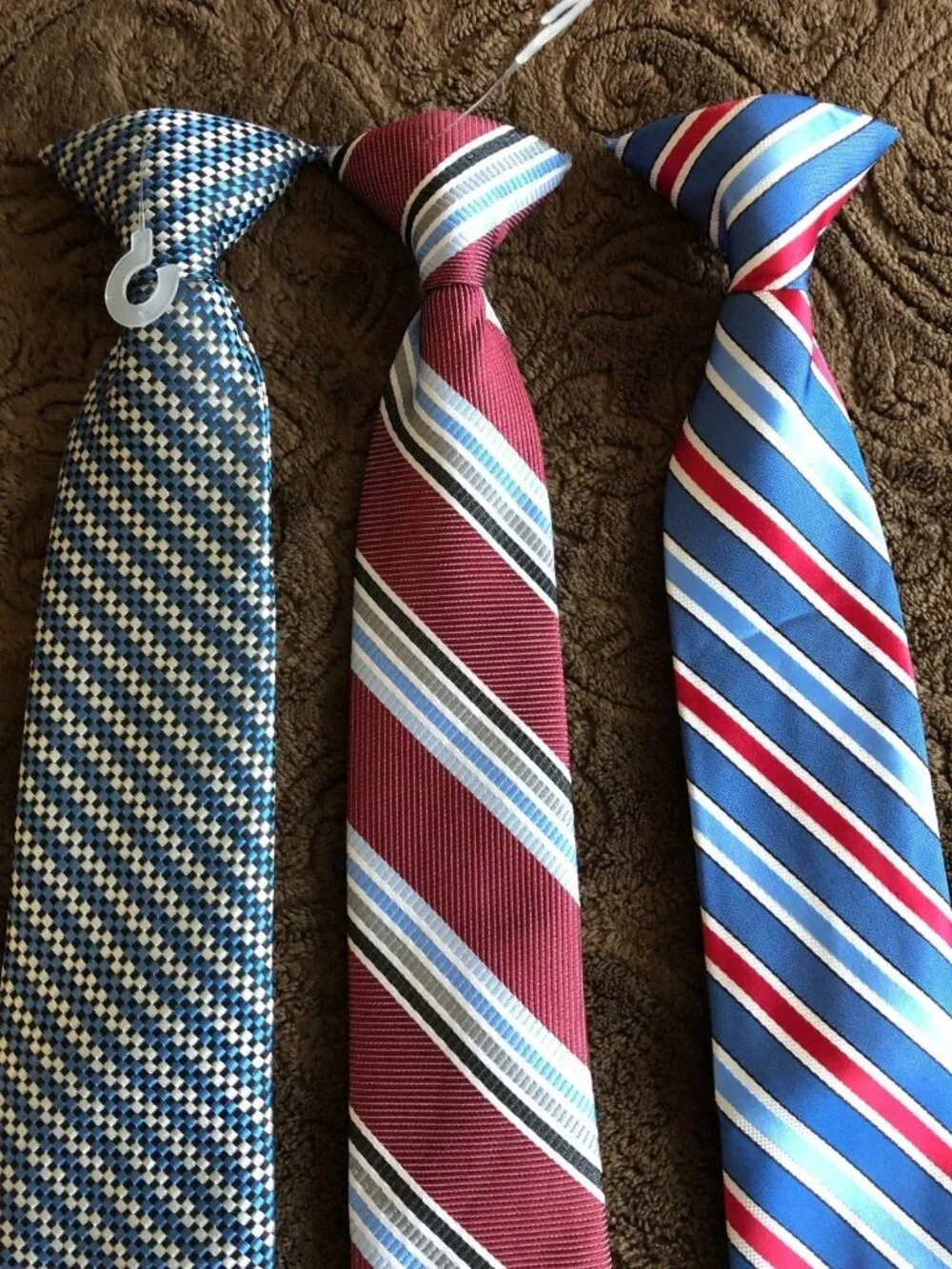 Three Polyester Multi Color Clip On Ties For Boys