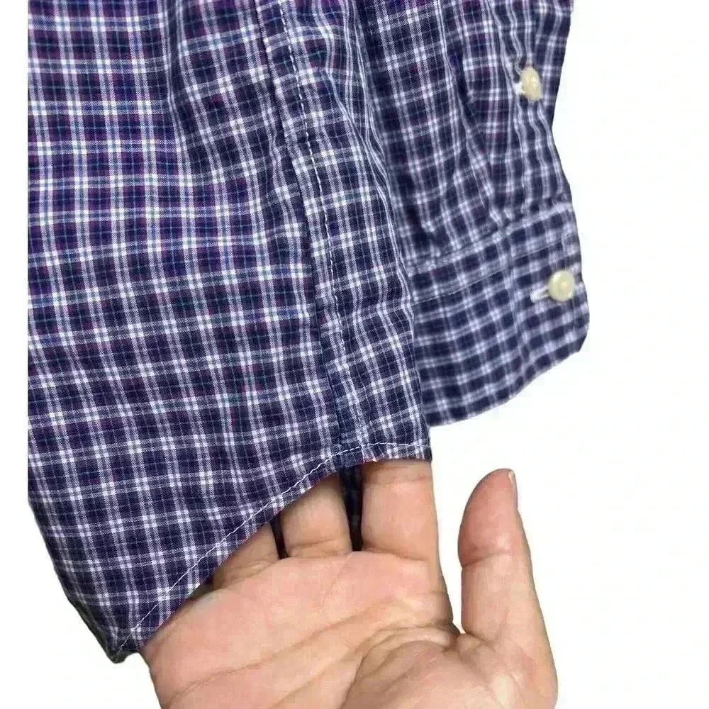 Ralph Lauren Purple Plaid Button Up Boys Large 14-16