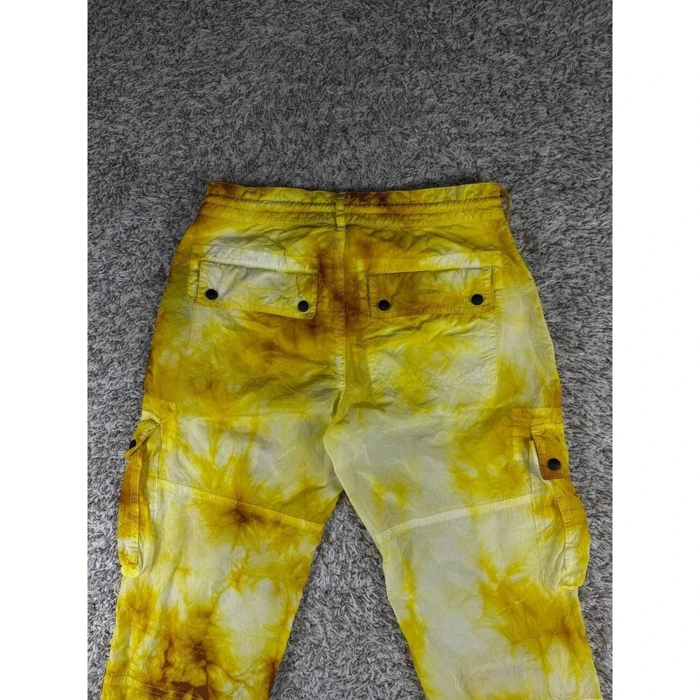 Palm Angels Tie-Dye Shell Cargo Pants Yellow Men's Size 46