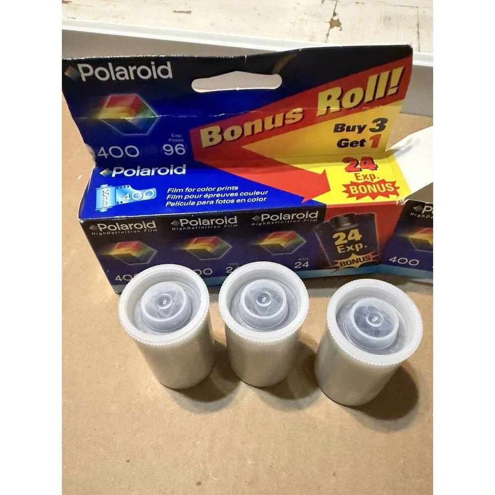 Vtg Polaroid 400 35mm Film 96 Exposures 3 Rolls of 24- 1/4used Exp 9/2003