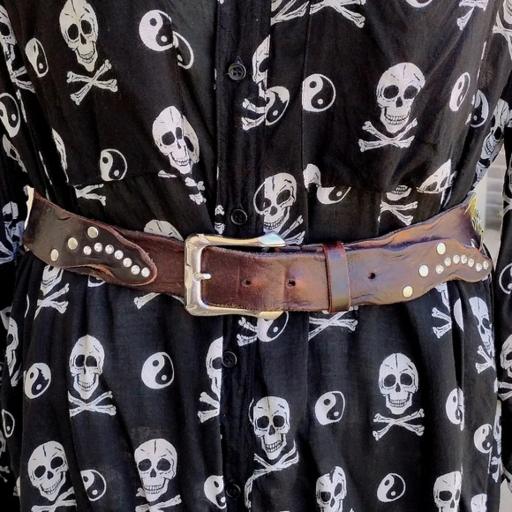 Rocker Crystal Studded Leather Belt M