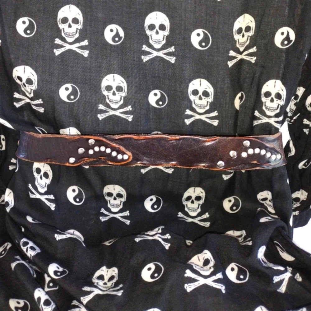 Rocker Crystal Studded Leather Belt M