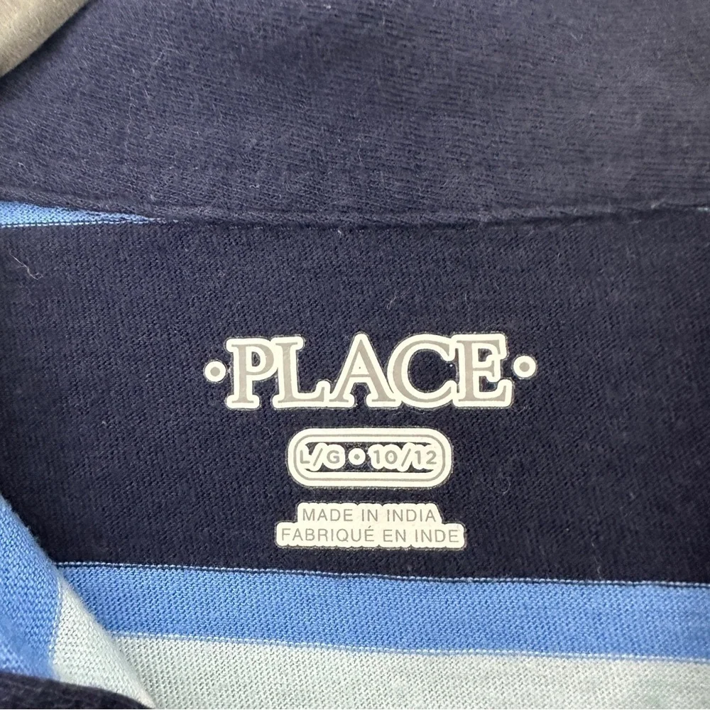 The Children’s‎ Place Short Sleeve Striped Jersey Polo Youth Boys Size L Blue