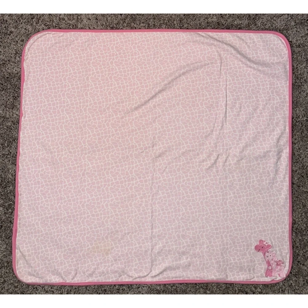 Carter's Child Mine Pink Spots Giraffe Baby Girl Receiving‎ Blanket 26x28