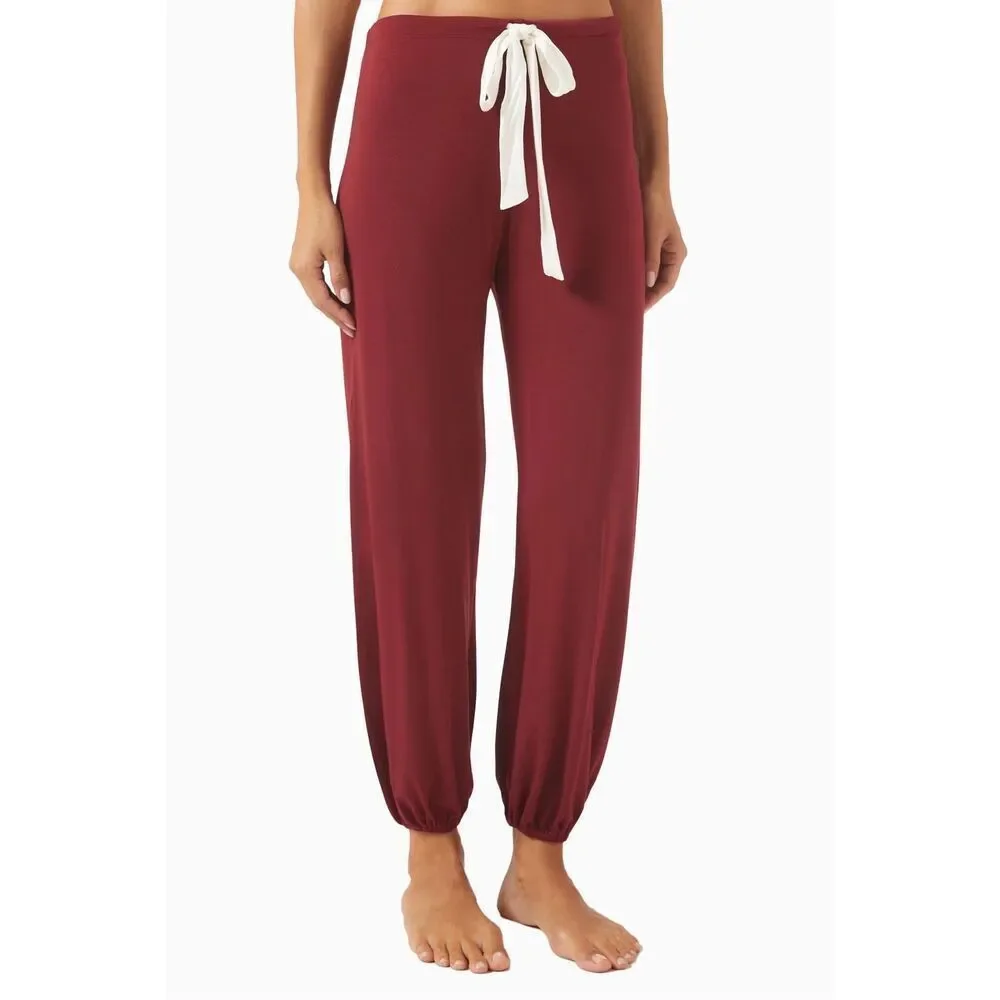 Eberjey Gisele Tencel Modal Slouchy Pajama Pants in Burgundy Medium