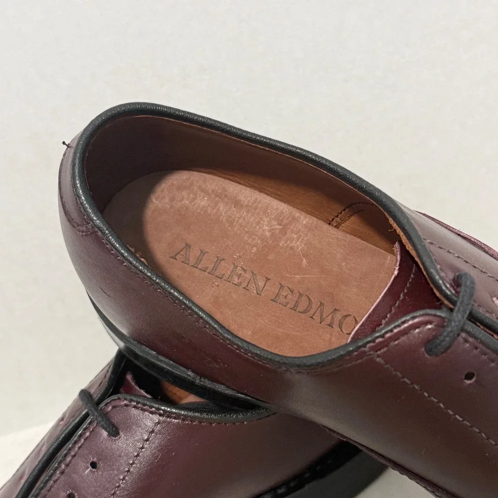 Allen Edmonds Fifth Avenue 7033 Burgundy Leather Cap Toe Oxford Shoes Mens 7.5 A
