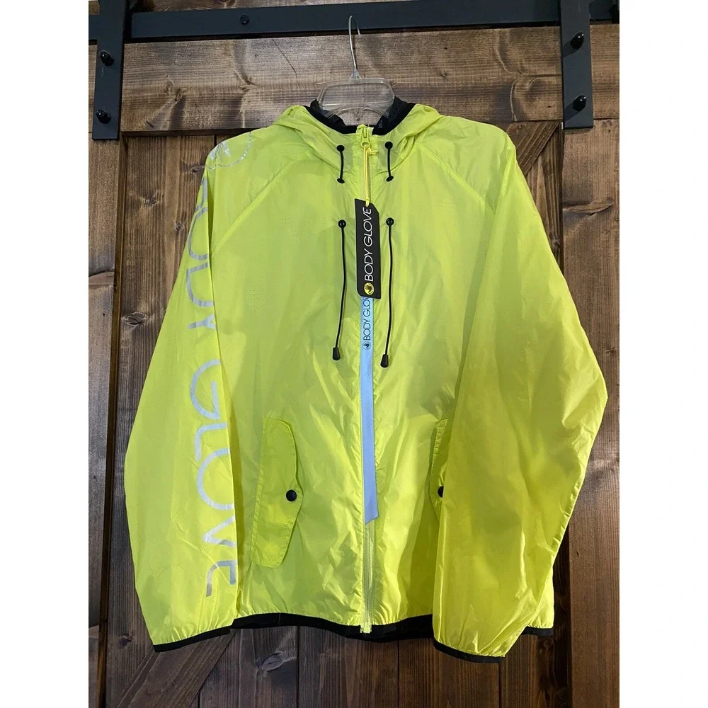 Body Glove Size L Yellow Packable Lightweight‎ Windbreaker Jacket NWT