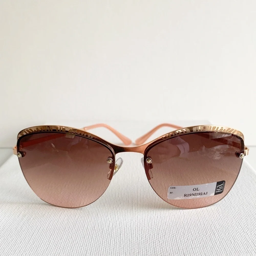 NWT pink and rose gold semi rimless sunglasses