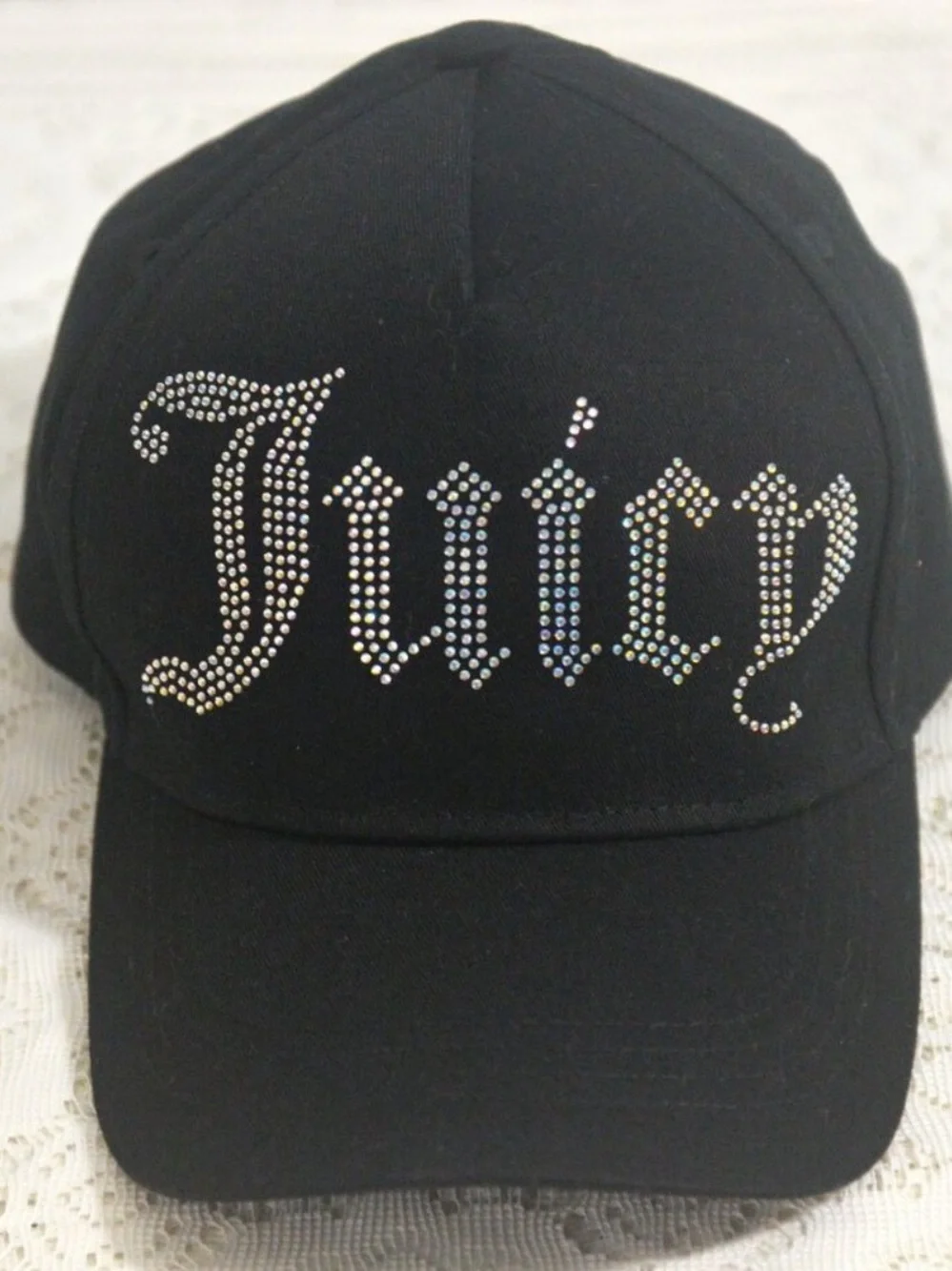 JUICY COUTURE BLACK RHINESTONE LOGO CAP