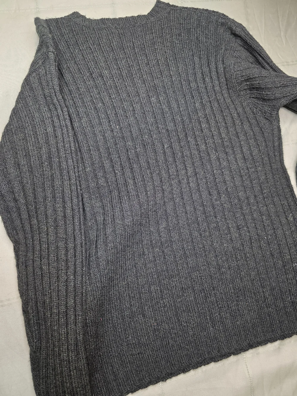 J. Crew 100% Wool Ribbed Crewneck Sweater Charcoal Grey Small