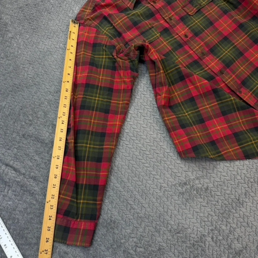 Vintage Polo Ralph Lauren Shirt Men XXL Red Green Plaid Elbow Patch Button Up 90