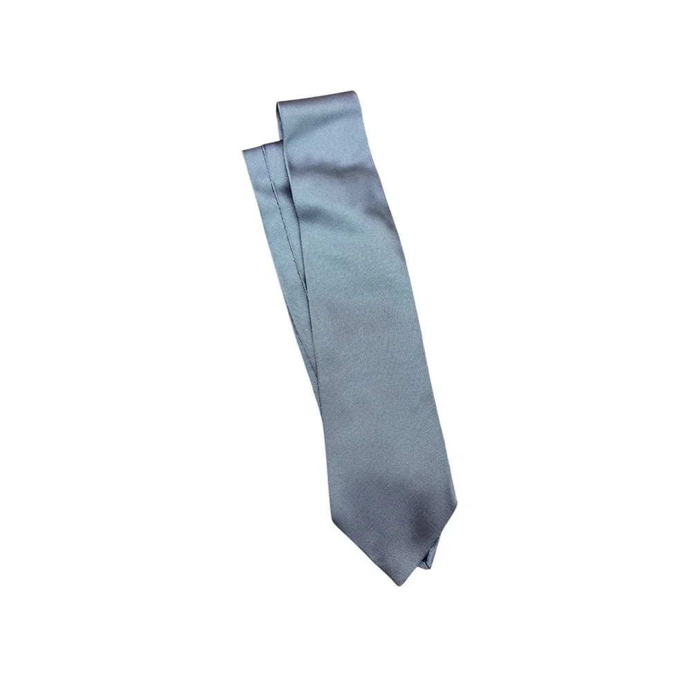 Vintage Gucci Mens Silk Necktie Grey Blue Textured Woven Designer Tie Italy I10