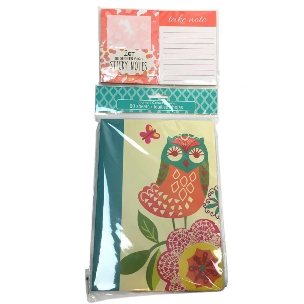 Planner Kit Stationery Set Owl Journal Sticky Notes Orange Floral Desk Target