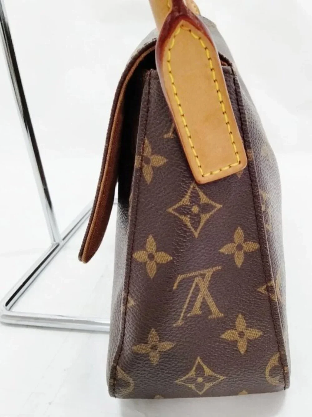 Authentic Louis Vuitton Monogram Looping PM Shoulder Bag Brown Canvas Leather LV