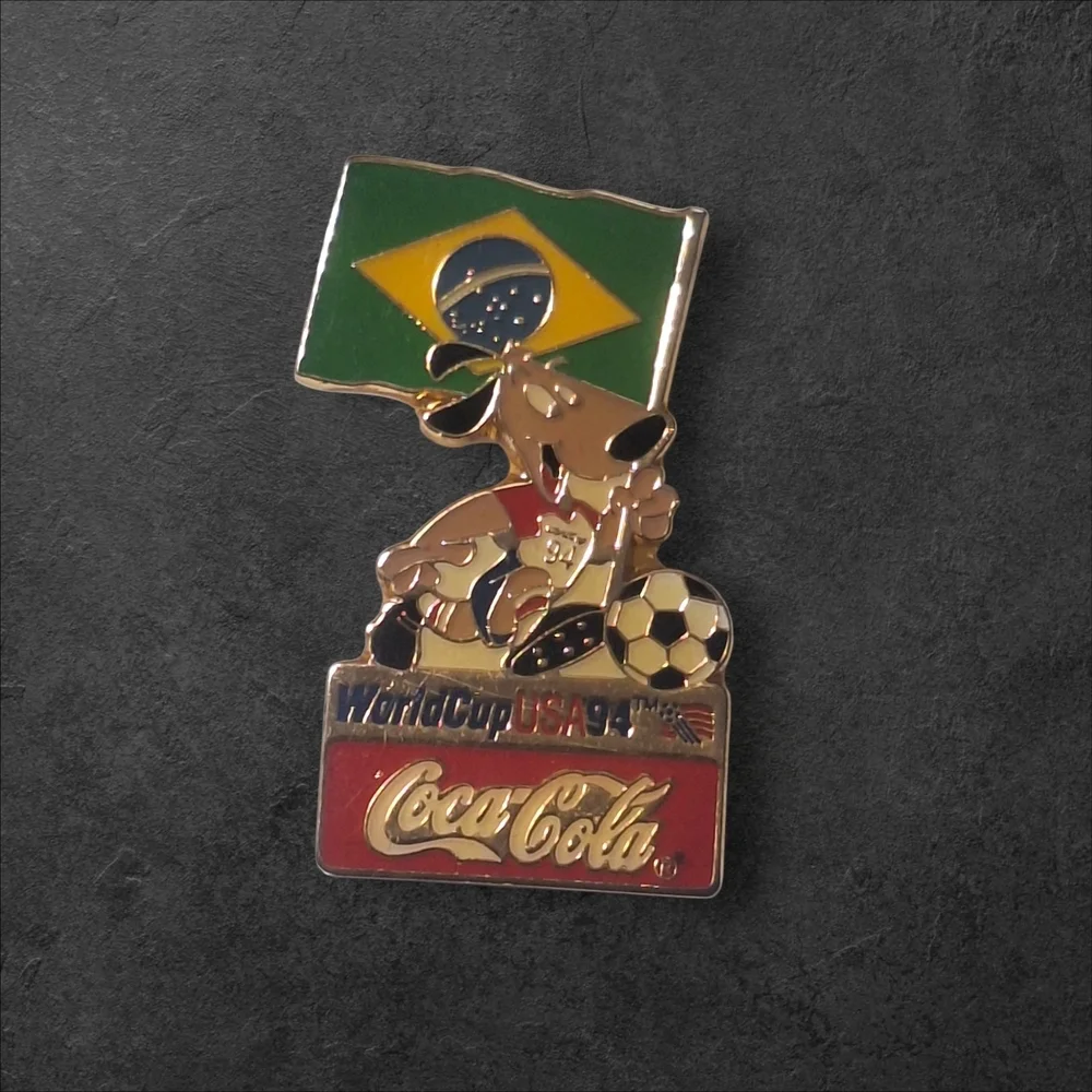 Coca-Cola Soccer Pin with Brazilian Flag and Mascot