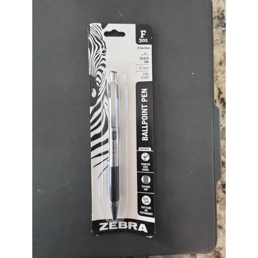 F301 Brand New‎ Zebra .7 MM Fine Point Ballpoint Pen, Black Ink 3092