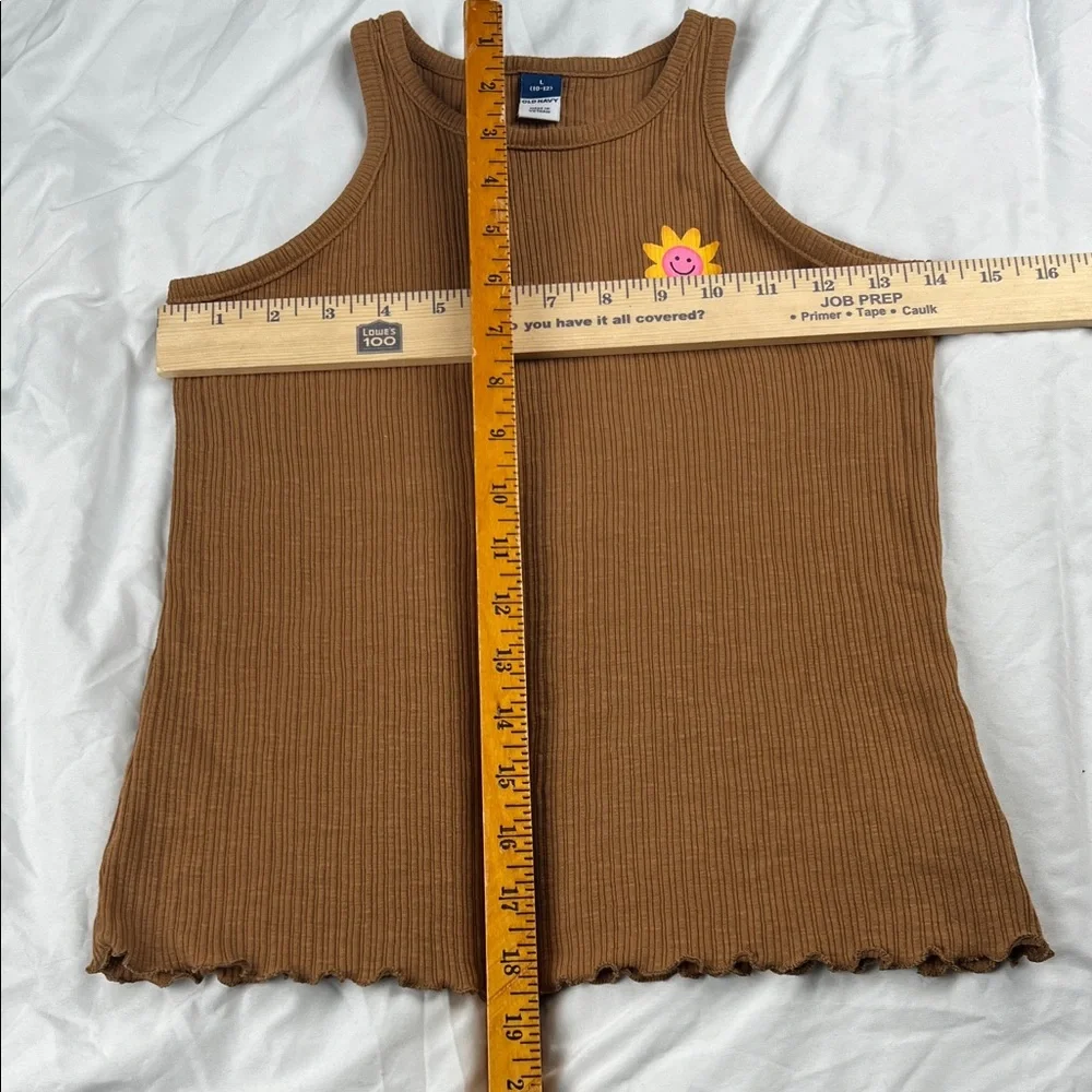 Old Navy Brown Ribbed Tank Top with Sunflower Design‎