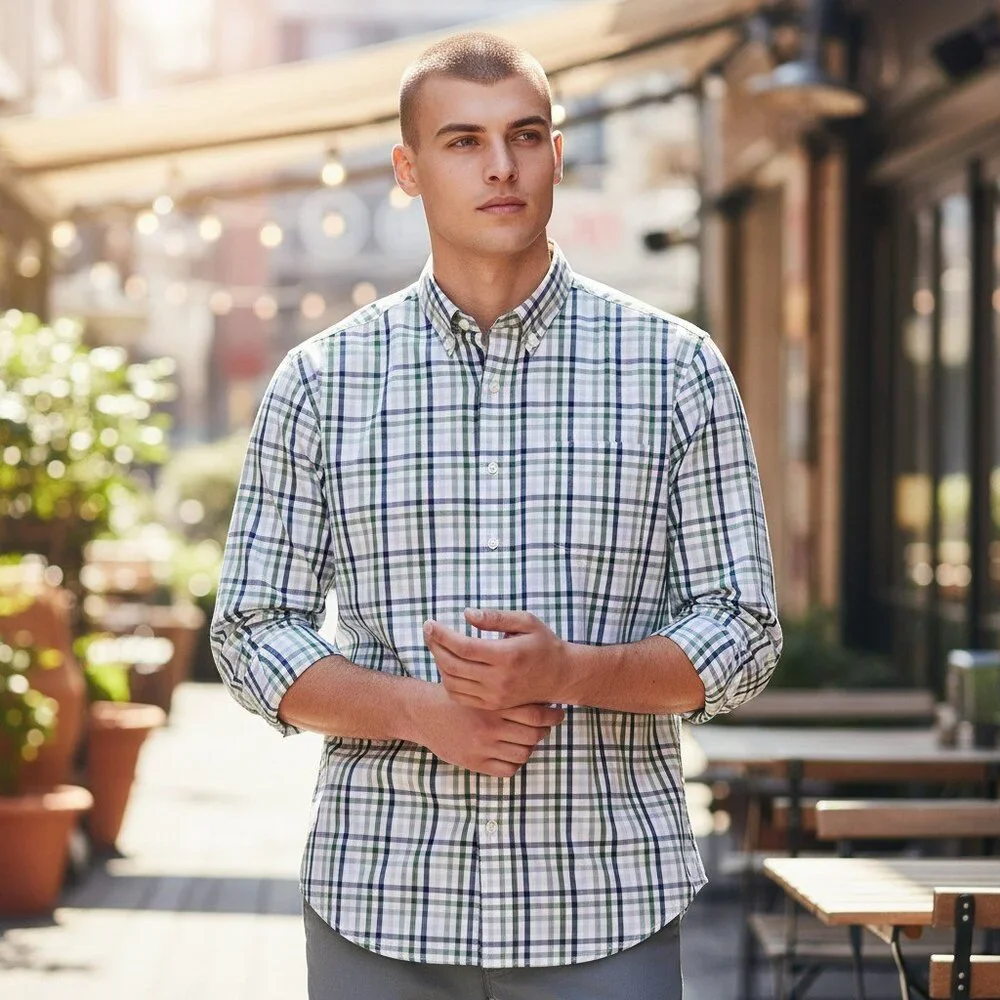 J. CREW Men's EUC Classic Fit Flex Washed Plaid Button Down‎ Shirt | Size XL