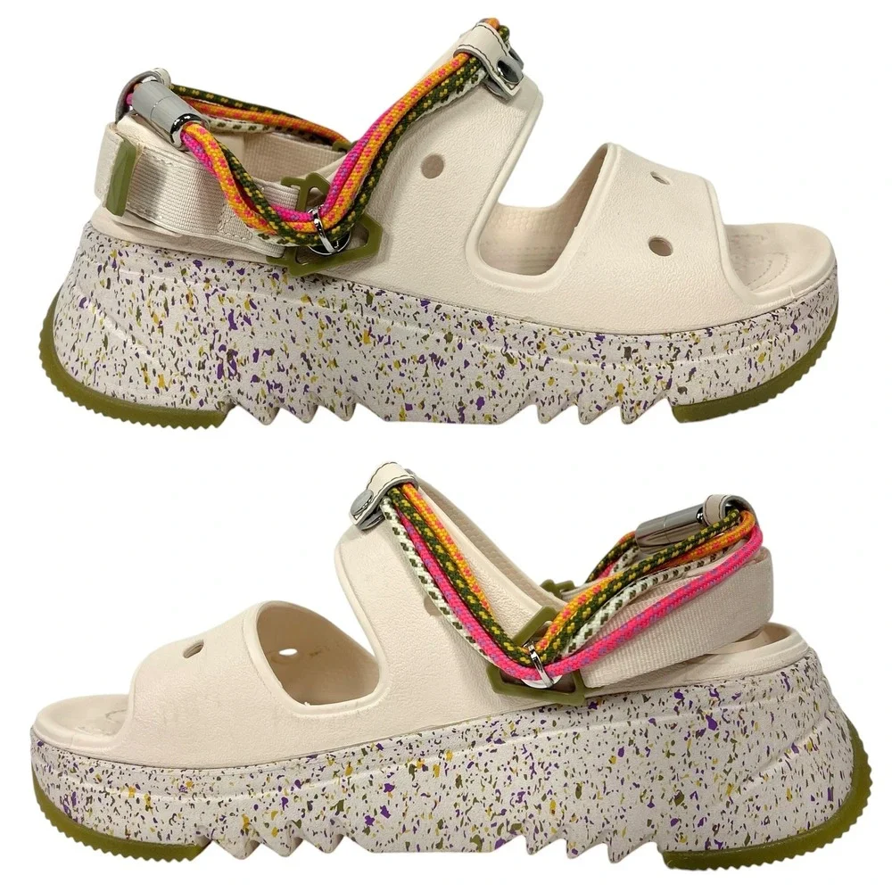 Crocs Hiker Xscape Festival Sandals W10/M8 White Pink Platform Chunky Gorpcore