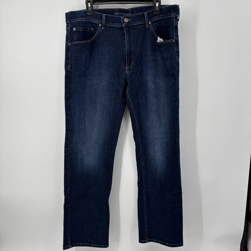 MOTT & BOW Slim Dark Blue Jeans Men's Size 38x30 Straight‎ Leg Organic Cotton