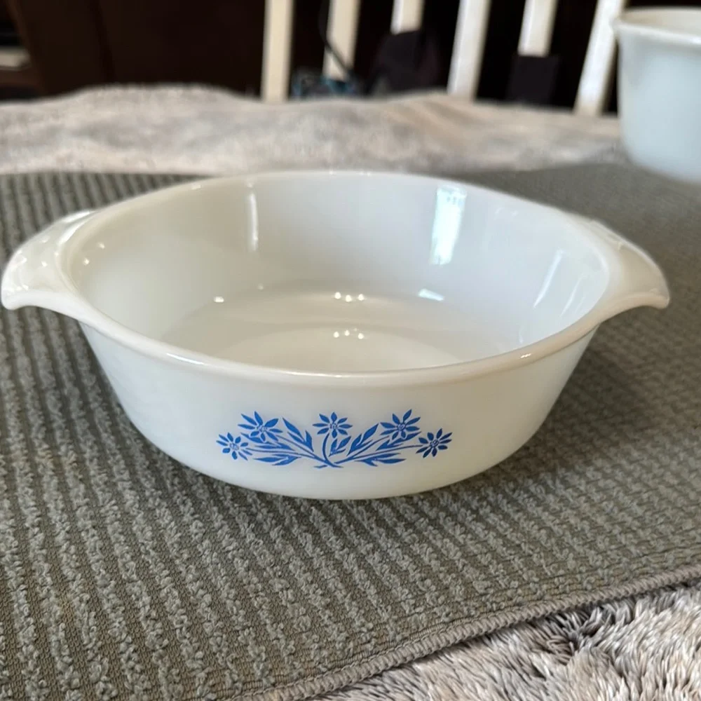 Anchor Hocking Fire King 1 Quart #436 Blue Cornflower‎ Casserole Dish  Vintage