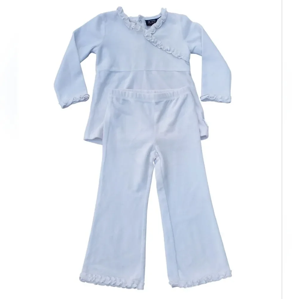 The Children's Place White Velour Matching Set