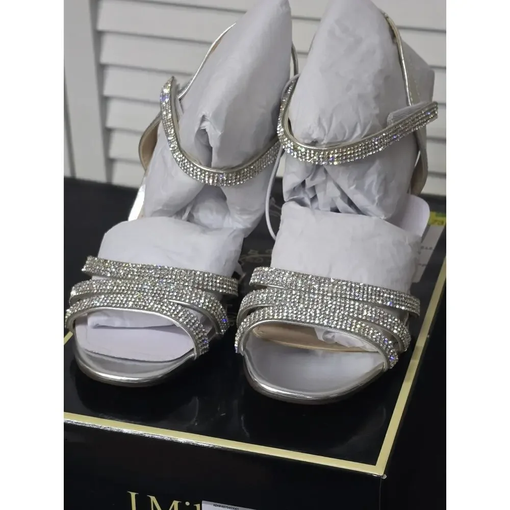I. Miller Allaine Shoes Sparkling Silver Strappy Sandals Silver Size 5.5M NWB