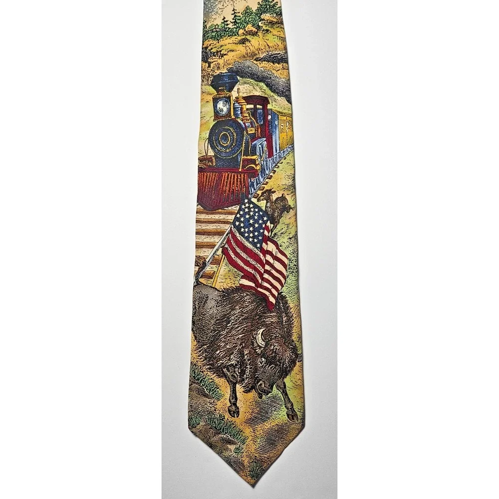 Tango by Marc‎ Raab Americana Union Pacific Blazing Westward 1889 Tie Vintage