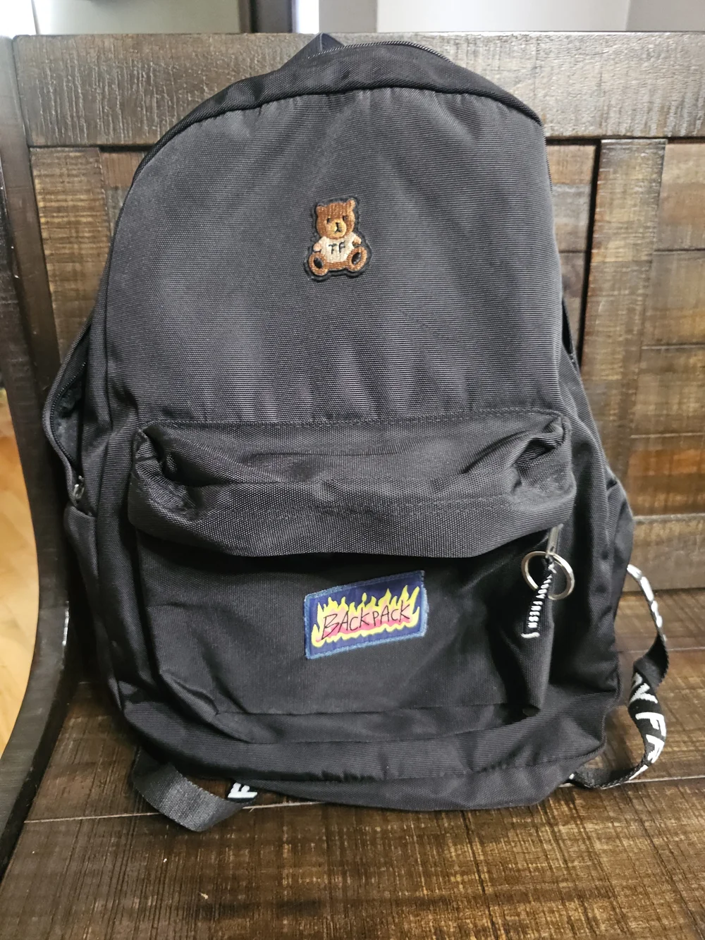 Teddy Fresh Full Size Black Backpack Bear Logo Laptop OS