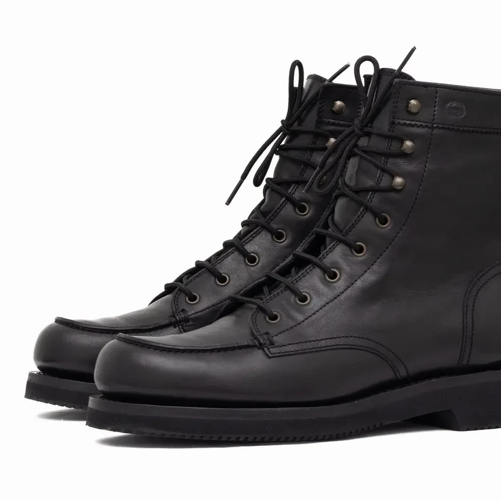 GUCCI Tom Ford Era Men's Leather Moc Toe Combat Boot Black EU43.5/US10.5