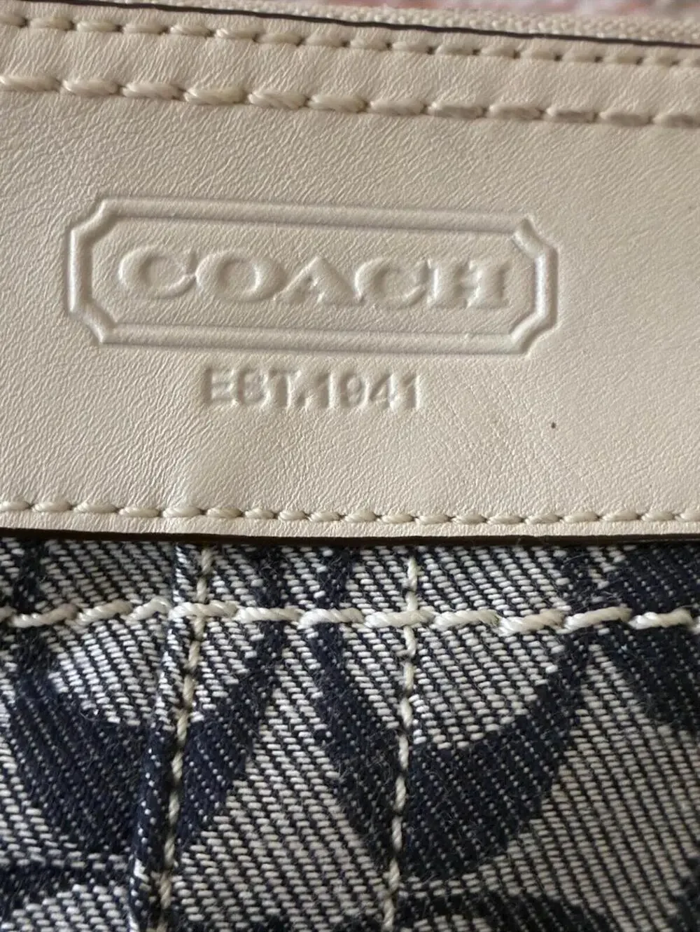 Coach 10402 Signature C Duffle Blue Denim Leather Convertible Handbag