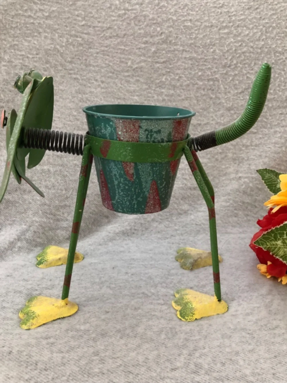 NWOT - Green & Yellow Metallic Dog Sculpture