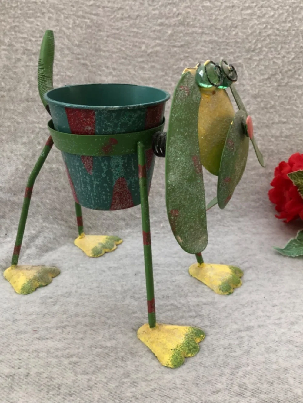 NWOT - Green & Yellow Metallic Dog Sculpture
