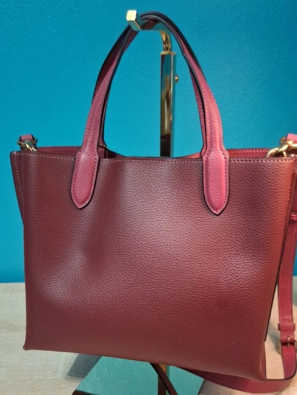 Coach Willow Leather Tote in Wine/berry with Gold Hardware Includes Dust Bag