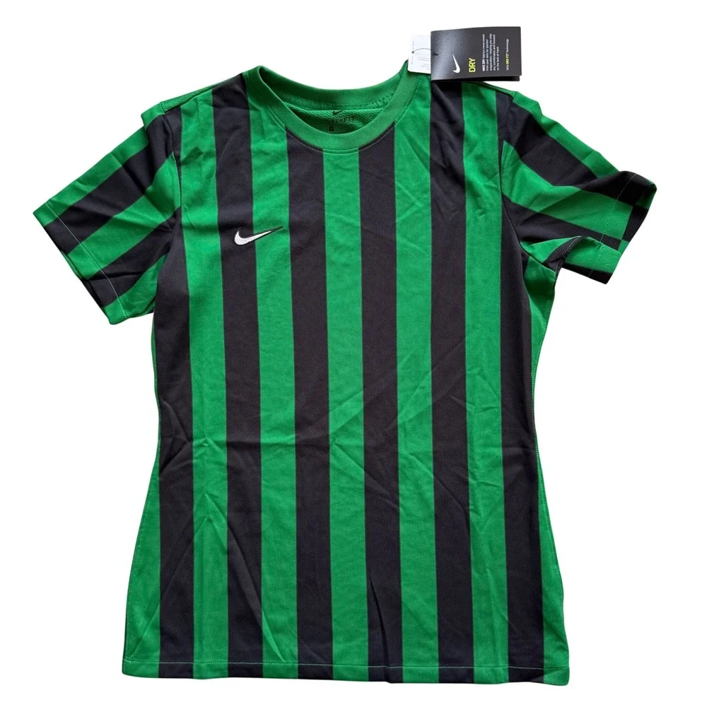 Nike Division IV‎ Soccer Jersey Green Black Womens Medium Short Sleeve Ref NWT