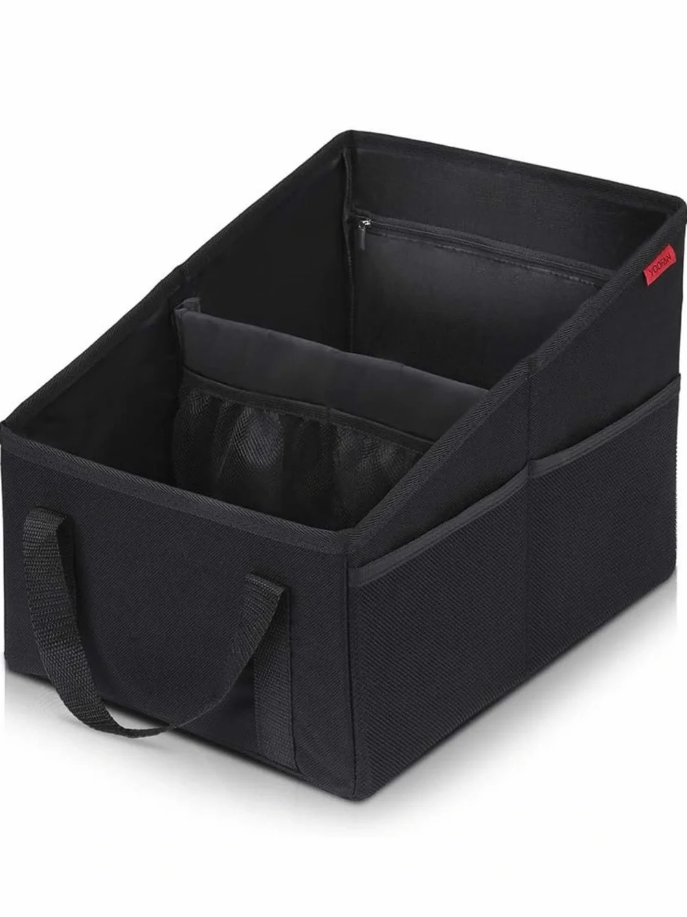 Car Trunk or Seat Organizer Storage Bin with Dual Handles - Black