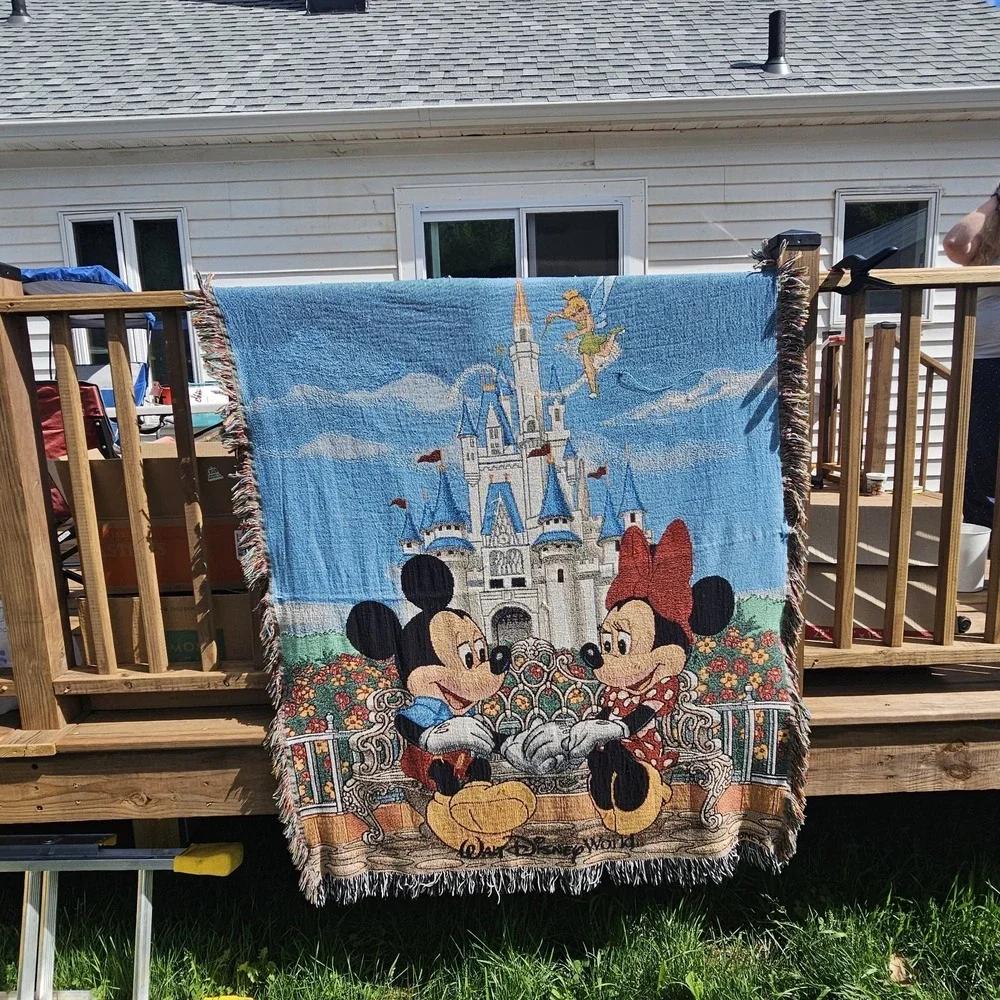 Vintage Walt Disney World Tapestry Throw | Mickey, Minnie & Tinkerbell