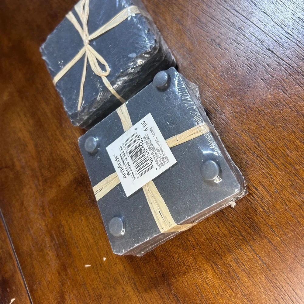 Black Stone Coasters Set