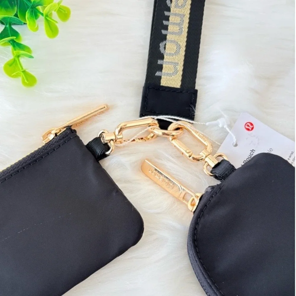 Lululemon Dual Pouch‎ Wristlet in Black & Gold