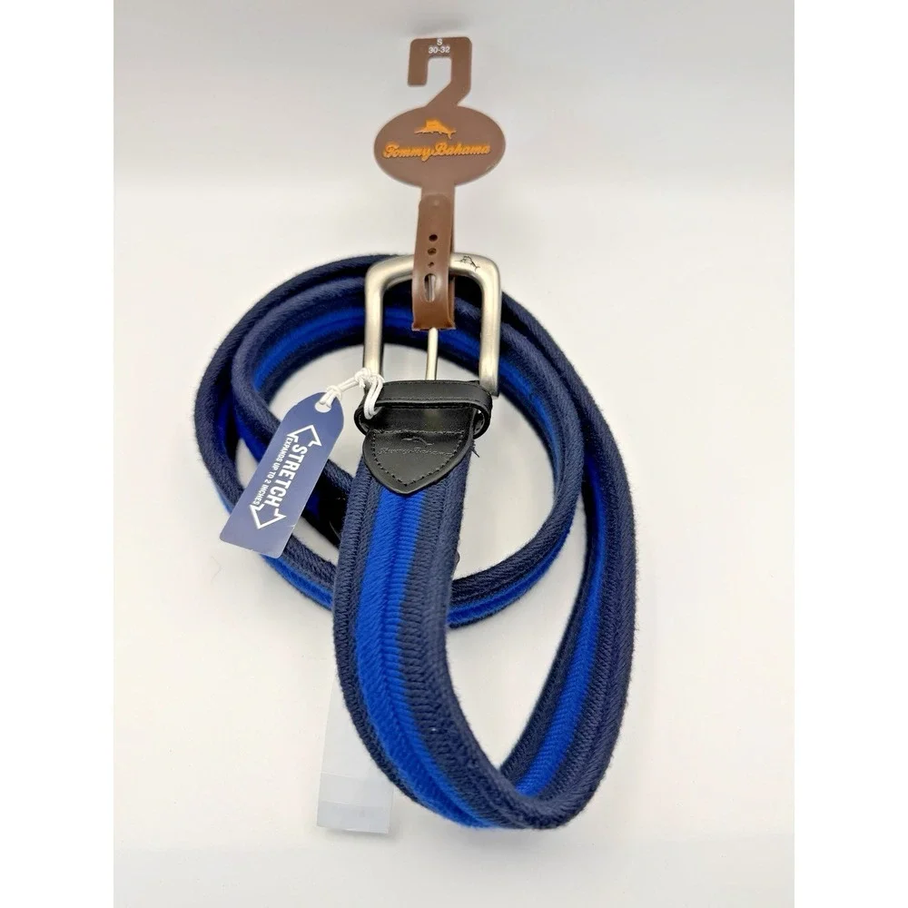 Tommy Bahama‎ Belt Mens Small (30-32) Blue New Braided Stretch Golf
