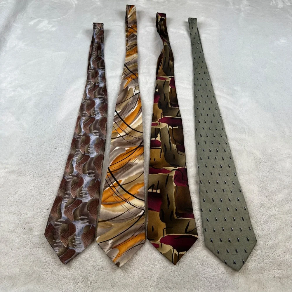 J Garcia Collection Lot of 4 Mens Ties Abstract‎ Pattern Silk Blend