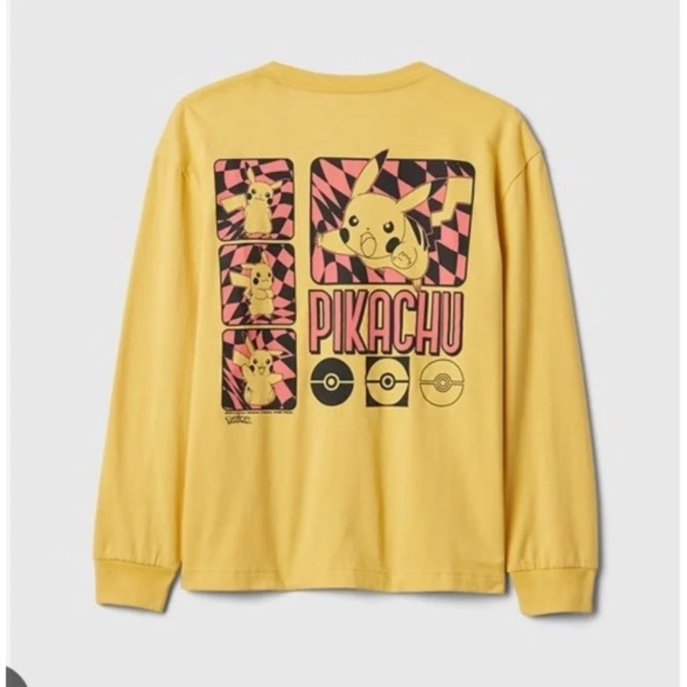 Pokemon Pikachu Long Sleeve Tshirt‎ Youth Large Yellow Gap Cotton NWT