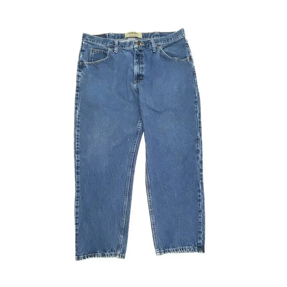 Wrangler Straight Leg Men's size 36x38 Medium‎ Wash Blue Denim jeans