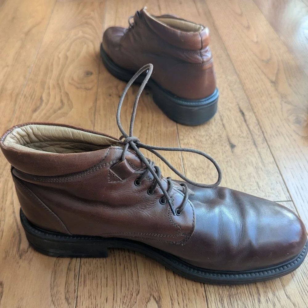 Vtg Bass Brown Leather Ankle Boots Made in Italy Mens 10.5 Derby Shoes Oxfords‎