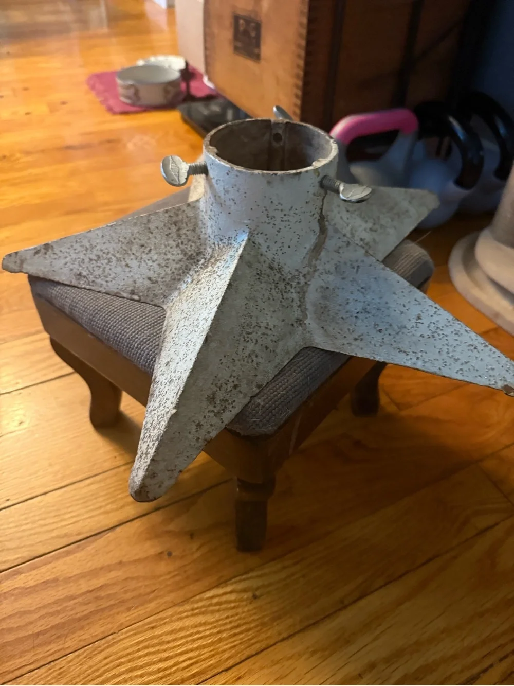 vintage star tree stand 1950s Mitee Mfg Inc St  WHITE  Rustic