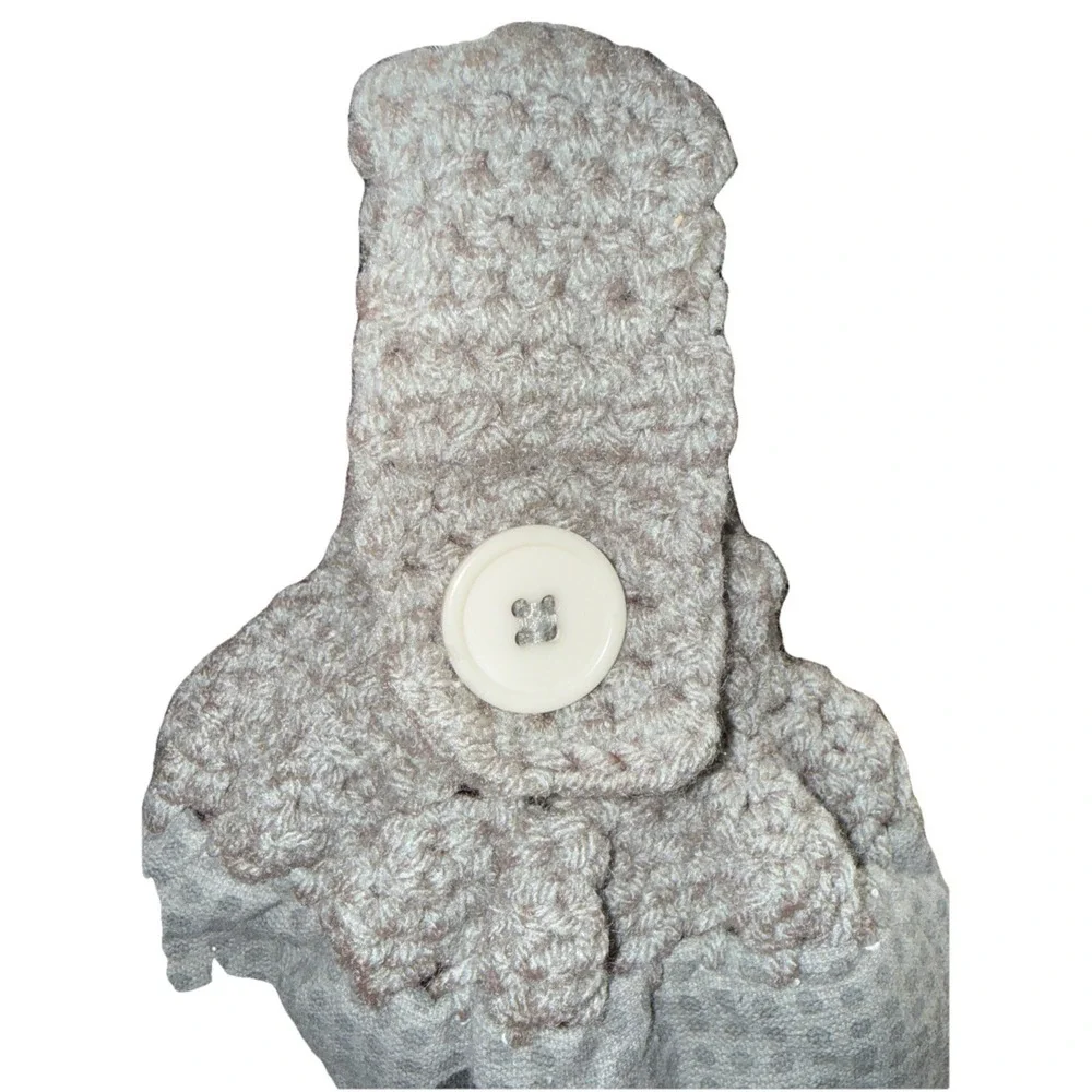 Disney Crochet Top Hanging Kitchen Mickey Mouse Towel Gray Top with‎ Gray Button