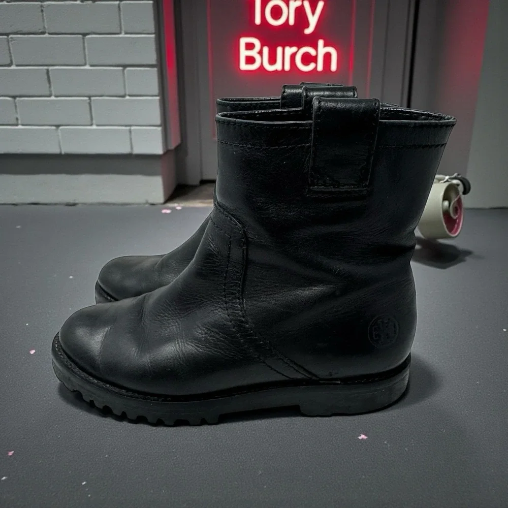 🖤Tory Burch 🤑Y2K Revival Platform‎ Chunky GrungeMoto Leather Boot 5.5